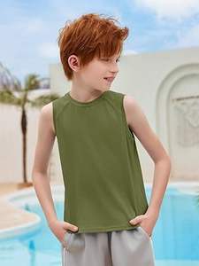 Débardeur uni pour enfants, sans manches, col rond, personnalisable avec logo, débardeur pour bébé, vente en gros, OEM, respirant - Product Image 4