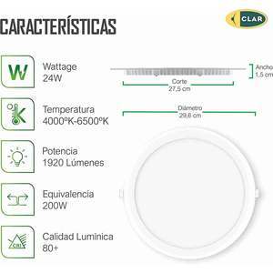 Plafonnier LED encastré rond 24W 1920lm - Product Image 3