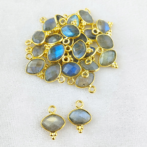 Labradorite forme Marquise, lunette fantaisie, breloques en pierres précieuses, pendentif en argent Sterling 925, or Vermeil, fabrication de bijoux, collier pendentif - Product Image 6