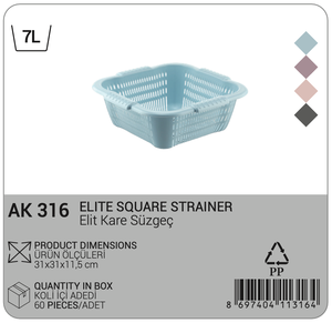 Colador Cuadrado de Plástico Resistente de 7L, Ecológico, Multiusos para el Hogar, Cocina, Lavado de Verduras, Frutas, Drenaje de Pasta - Product Image 2