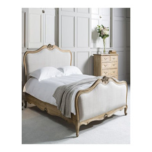 Cama Clásica Camelia Hecha de Madera de Caoba de Alta Calidad con Tapicería de Tela y Acabado Blanco para Muebles de Dormitorio - Product Image 6