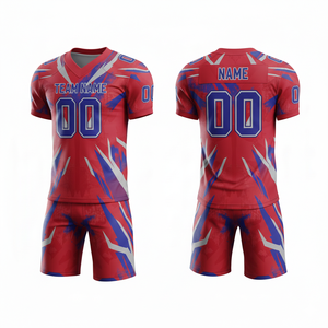 Ensemble de maillot et short de football américain personnalisé avec position du logo sur le devant, 100% polyester, antibactérien, séchage rapide, toutes saisons - Product Image 1