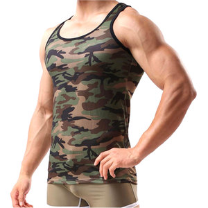 Standard International-Chemises sans manches camouflage pour hommes, débardeur d'été 100% en coton à séchage rapide avec logo personnalisé de grande taille - Product Image 2