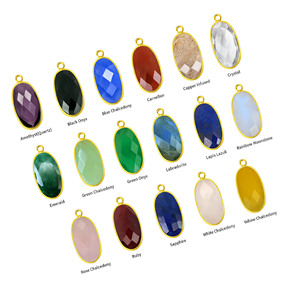 Colgante facetado ovalado de labradorita chapada en oro, joyería de piedra preciosa hecha a mano para hacer collares - Product Image 5
