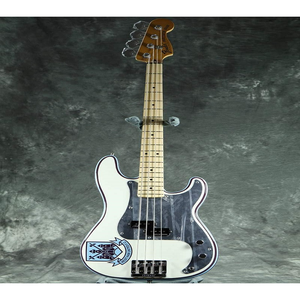 Guitare basse électrique de précision originale Steve Harriss Olympis White avec des détails rayés, manche en érable et design Fend original - Product Image 1