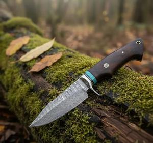 Custom Handmade DIY Damascus Steel Fixed Blade Hunting <b>Knife</b> Wood Handle Outdoor Camping Survival <b>Knife</b> Leather <b>Sheath</b> OEM - Product Image 4