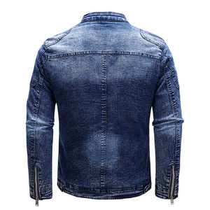 Service OEM - Vestes en jean unisexes avec col montant, logo sur le devant, imperméables/coupes-vent, couleurs/logo/tissu personnalisables, haute qualité - Product Image 2