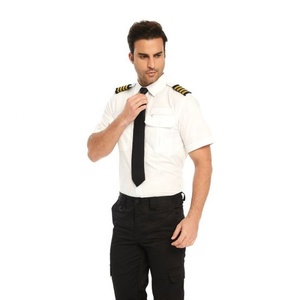 Vente en gros OEM du meilleur uniforme de pilote de ligne uniformes de ligne aérienne chemises habillées légères, respirantes, mécaniques et extensibles à manches courtes - Product Image 6