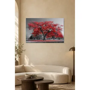 Impression sur toile Fida Red Tree in Black and White Park - Product Image 1