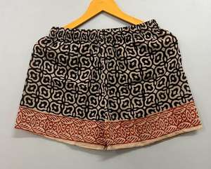 Fait à la main été femmes 2 pièces ensemble de vêtements de détente Bagru écharpe tricot coton bloc imprimé débardeur Shorts plage couverture col en v - Product Image 1