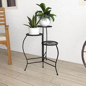 Support pour plantes en métal pliable noir à 2 niveaux Organisateur de pots de fleurs coloré pour la maison et le jardin avec décoration design pour la maison et le jardin - Product Image 2