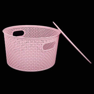 <b>Plastic</b> <b>Basket</b> With Cover - Pink - Product Image 2