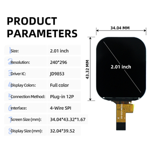 Mô-đun hiển thị <span class=keywords><strong>TFT</strong></span> 2.01 inch nhỏ gọn với độ phân giải 240x296, trình điều khiển jd9853, bảng màu đầy đủ và SPI 4 dây đa năng - Product Image 3