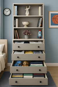 Cómoda Moderna para Niños Arion con Cuerpo de MDF, Cajonera Deniz, Librería y Estantes, Patas de Madera, Solución de Almacenamiento Compatible - Product Image 2