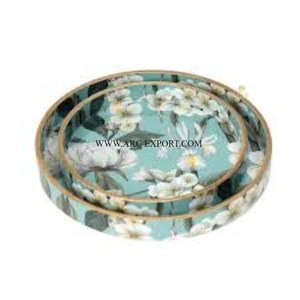Lot de 2 plateaux de table classiques élégants pour la cuisine des hôtels Plateaux de service pour les repas du Ramadan Plateaux de service pour dattes et collations - Product Image 1