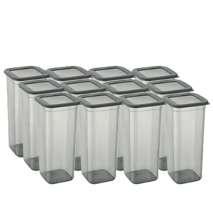 Ensemble de 24 récipients de stockage d'aliments carrés de 1,9 L avec couvercles en silicone, organisateur de garde-manger en plastique hermétique et étanche pour marchandises sèches - Product Image 1