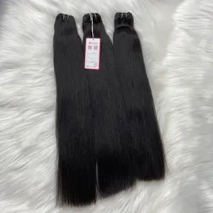 Extensions de cheveux humains vierges crus vietnamiens noirs de 18 pouces Trame de machine à coudre droite Yaki à double tirage - Product Image 1