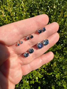 925 Sterling Silver Plated <b>Earrings</b> Dark <b>Blue</b> Moissanite Solitaire <b>Stud</b> <b>Earrings</b> for Women's Fashion Jewelry - Product Image 5