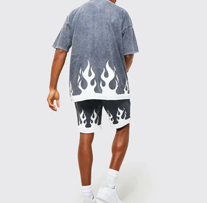 เสื้อยืดสำหรับผู้ชายเสื้อยืดสำหรับทุกเพศเสื้อยืดแขนสั้นย้อมสีกรดฟอกสีแบบพรีเมียม - Product Image 4