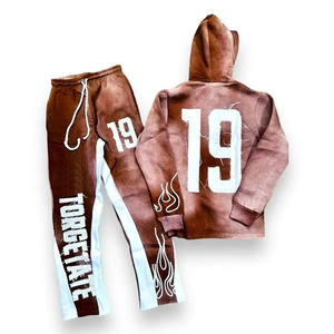 Wholesale Custom Men's Casual 500 Gsm Cotton Tracksuits Sets Heavyweight Jogging Sweat Suits with Embroidery Applique for Winter - Product Image 4