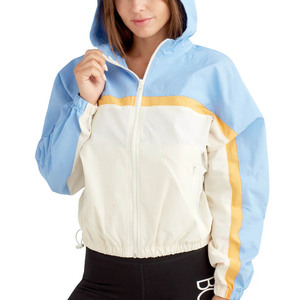 Chaqueta cortavientos informal de talla grande para mujer, impermeable, transpirable, con capucha, cierre de cremallera personalizado, tela tejida a prueba de viento, talla XL - Product Image 5