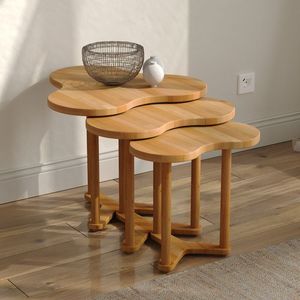 ชุดโต๊ะทำรังไม้ราคาไม่แพงสามชิ้นสำหรับเฟอร์นิเจอร์อพาร์ทเมนต์ขนาดเล็กและการออกแบบห้องนั่งเล่น - Product Image 1