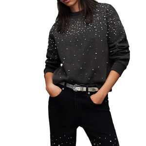 Sweat-shirt avec strass avec nouveau Design pour Streetwear élégant respirant femmes Sweat-shirt avec strass Logo de conception personnalisé - Product Image 2