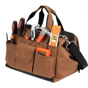 Brown Tool Bag With Multiple Pockets Durable Carry Case For Tools Equipment Storage - Product Image 1