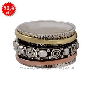 925 Sterling <b>Silver</b> Wide Band With Two <b>Silver</b> Bands <b>Spinner</b> <b>Ring</b> Meditation Handmade Statement <b>Ring</b> Sterling <b>Silver</b> <b>Spinner</b> <b>Ring</b> - Product Image 1