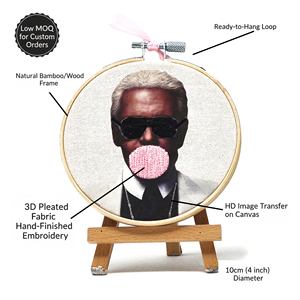 Aro de Bordado Moderno de Arte Pop Hecho a Mano – Bambú y Algodón Orgánico de 10 cm – Diseño 3D Bubblegum – Karl Lagerfeld - Product Image 2