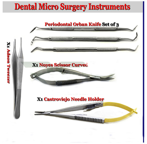 Kit de microcirugía periodontal, conjunto de instrumentos de Cirugía Dental recubiertos de titanio, pinzas, tijera de ruido, soporte de aguja, cuchillos Orban - Product Image 1