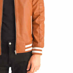 Veste Letterman en toile respirante de haute qualité, corps en laine, manches en cuir véritable, style vintage, vêtement d'hiver élégant et tendance pour - Product Image 4