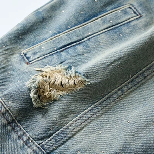 <b>Mens</b> Retro Distressed Denim <b>Vest</b> | Loose Fit Sleeveless Jean Jacket | Shoulder Cutoff Outerwear for Spring Autumn Streetwear - Product Image 6