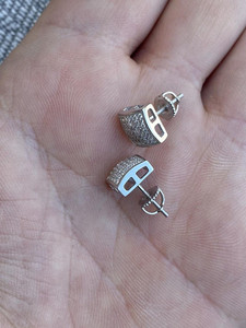 Women's White <b>Diamond</b> <b>Earrings</b> <b>Square</b> Dome Hip Hop Style 925 Silver Plated Stylish Stainless Steel Jewelry for Fashion & Gift - Product Image 3