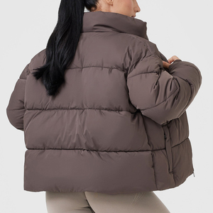 Chaqueta de lona impermeable para mujer, estilo bomber, corta, con cuello alto, tejida, a prueba de viento, para invierno. - Product Image 6