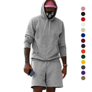 Windproof Men Short Zipper Hoodie <b>Set</b> Training Jogging Wear Tracksuits Custom Logo Cotton Short for Men Summer - Product Image 4
