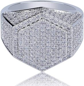 Anillo de Compromiso Hexagonal de Plata de Ley 925 con Moissanita en Engaste de Bisel, Chapado en Oro, Estilo Vintage para Mujer - Product Image 3