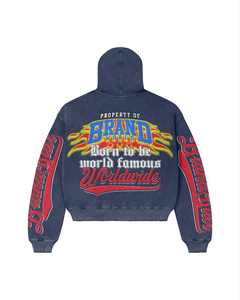 Relicstar calidad logotipo personalizado sudaderas Unisex estampado gráfico sudaderas con cremallera cremalleras algodón Rhinestone Streetwear Sudadera con capucha - Product Image 5