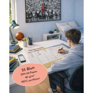 Vocabulary Trainer <b>Desk</b> Pad DIN A2-42x59.4 cm Tear-off Sheets for Pupils Students & Language Learners - Product Image 4
