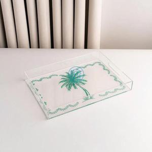 Custom Acrylic Engraved <b>Tray</b> with Palm Tree Design, Wholesale Decorative Acrylic Serving <b>Tray</b> - Product Image 1