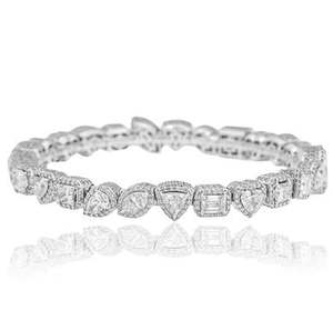 <b>14k</b> White <b>Gold</b> MULTI SHAPE DIAMOND <b>BRACELET</b> and Moissanite Luxury Charm <b>Bracelet</b> - Product Image 2
