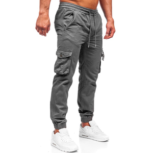 Pantalon de travail pour hommes personnalisé OEM 100% sergé de coton léger motif droit décontracté ourlet fendu Baggy Streetwear multi-usages - Product Image 6