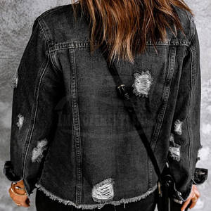 Vente en ligne de veste en jean pour femme de qualité supérieure Couleur unie Traitement fini confortable et respirant - Product Image 4