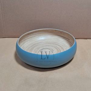 Meilleure vente bol à fruits rond en bambou filé à la main bol de service bleu clair pour les fêtes de cuisine du Vietnam - Product Image 1