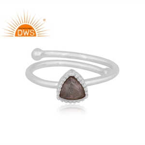 Hot Selling Fine Sterling Silver Natural <b>Labradorite</b> Gemstone Triangular Design Stackable <b>Ring</b> Custom Jewelry For Women - Product Image 3