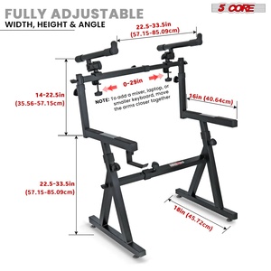 5Core Piano <b>Keyboard</b> Stand Z Style Heavy Duty 2 Tier Stands w Adjustable Arm Fits 54 61 88 Key Board - Product Image 2
