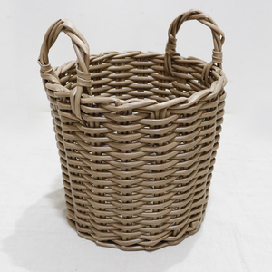 Artex Dong Thap Plastic Circle Rustic Storage <b>Basket</b> Set Handwoven Organizer <b>with</b> <b>Handles</b> for Laundry Storage - Product Image 6