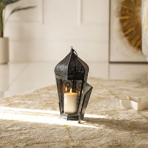 Décorations de maison pour le Ramadan 2026, lanternes porte-bougie classiques en métal noir marocain, faites à la main, durables, pour la décoration de table et de sol - Product Image 3