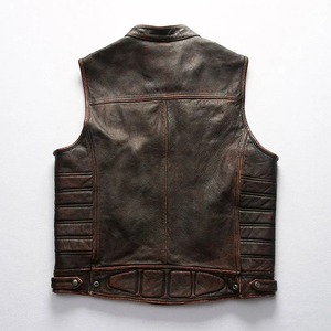 Chaleco de Cuero Personalizado con Múltiples Bolsillos, Chaleco de Cuero para Hombre al por Mayor, Estilo Urbano, Chaleco con Cremallera de Moda Hip Hop para Hombre - Product Image 4