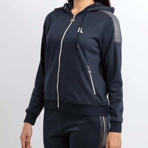 Couleur unie haute qualité 100% coton respirant Zip survêtement ensemble femmes debout avant lourd hiver sportif à capuche survêtement - Product Image 4